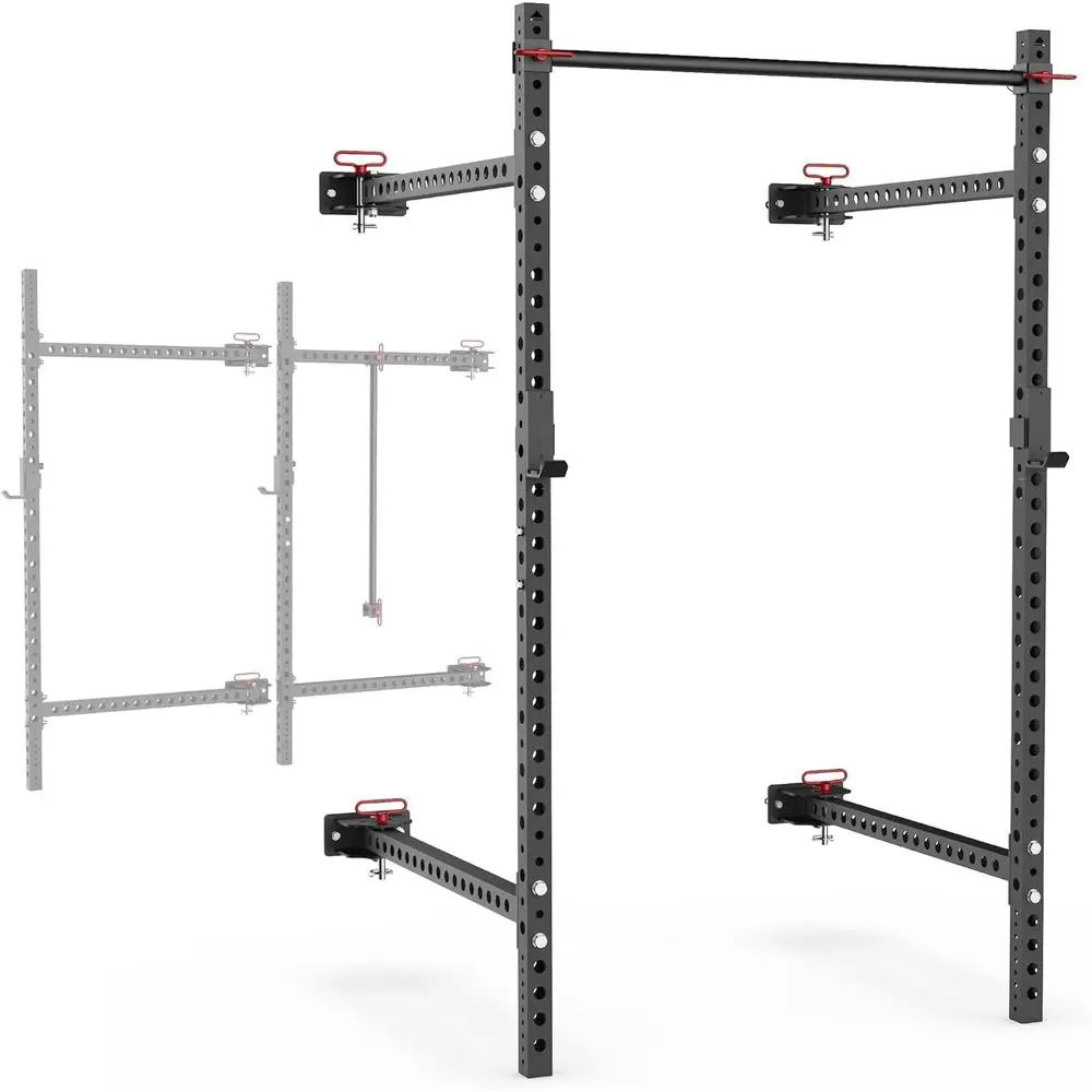 Adjustable Squat Rack with J-Cups and Pull-Up Bar - 750lb Capacity Power Cage for Strength Training