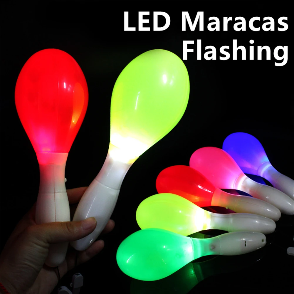 Multi Color LED Maracas Flashing Light Lamp, Sensory Glowing Sand Hammer Brinquedos, Instrumentos de Aprendizagem Musical para Concertos, 1Pc