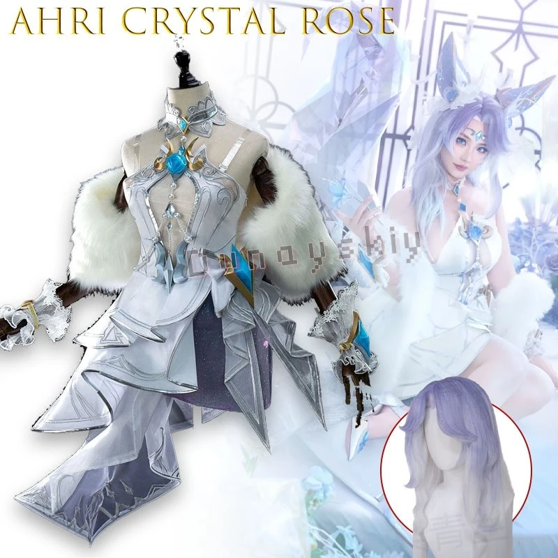 Elegant Wedding Gown Game Ahri Crystal Rose Cosplay Outfit Dress Stage Uniform Roleplay Suits Halloween Clothes Carnival Party - view 2