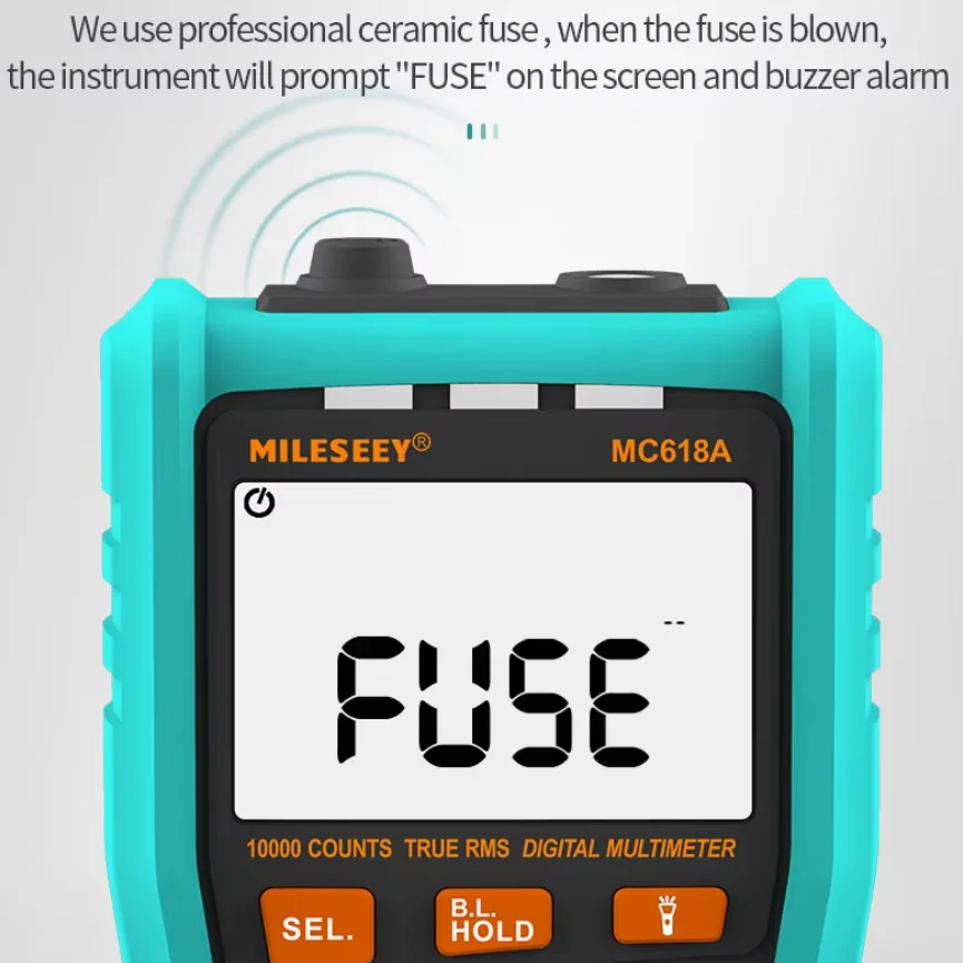 Imagem -04 - Multímetro Medidor de Tensão ac dc True Rms Medidor Elétrico Automático com contra Queimar 10000 Contagens Mileseey-mc618c