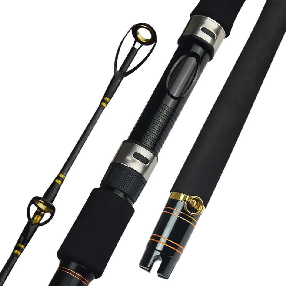 100# Professional Fishing Rod Portable Short Sea 2.1M Lure 3 Sections Slow Jigging Boat Pole Machine Super Hard Carbon Cargo