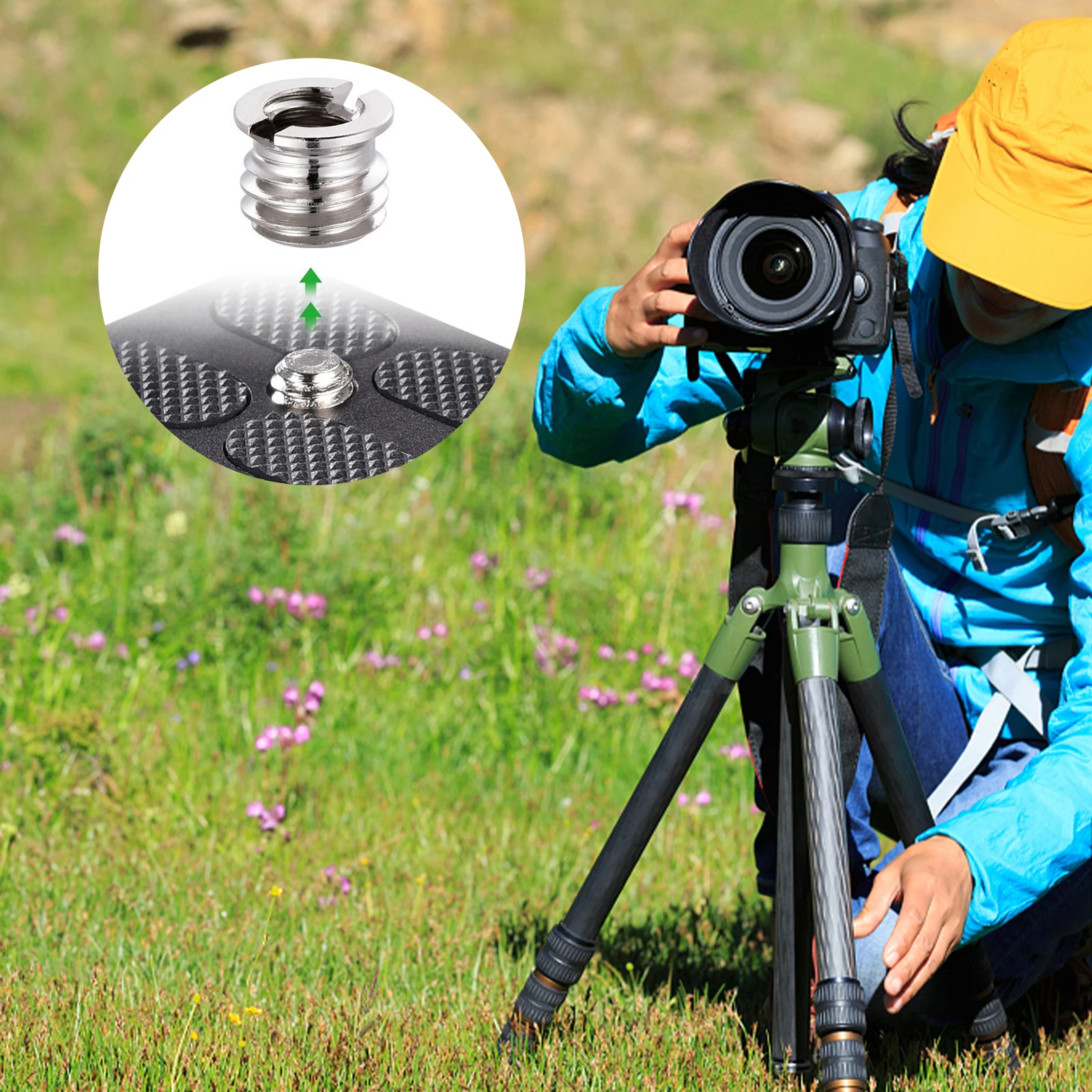 

Convert Nut Camera Screw Adapter Tripod Converter Quick Release Plate 1/4 Connector /"- Thread