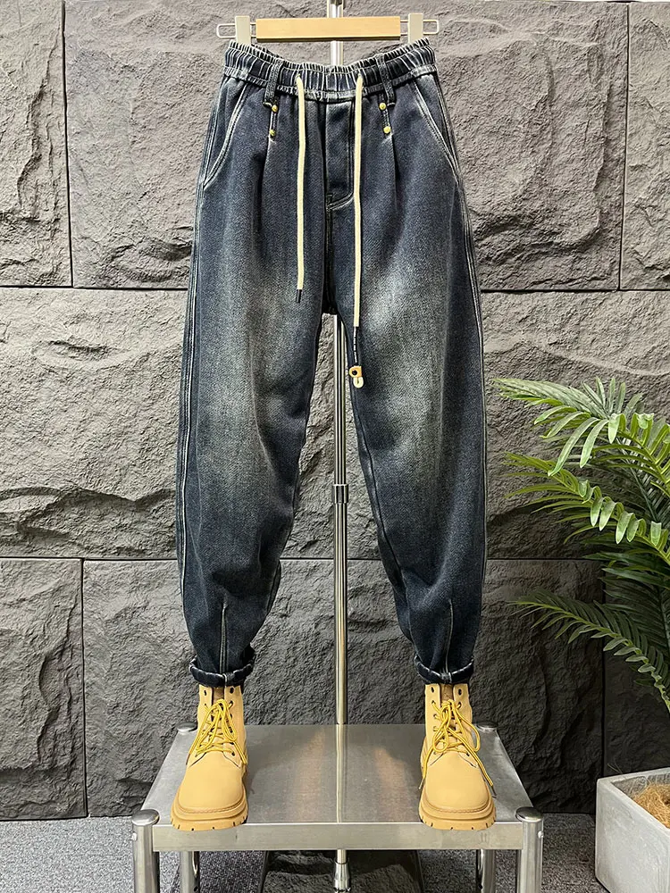 

High Quality Blue Men's Jeans Spring Loose Harlan Casual Dad Pants Trendy Handsome Harlan Trousers Wear Resistant Thickened