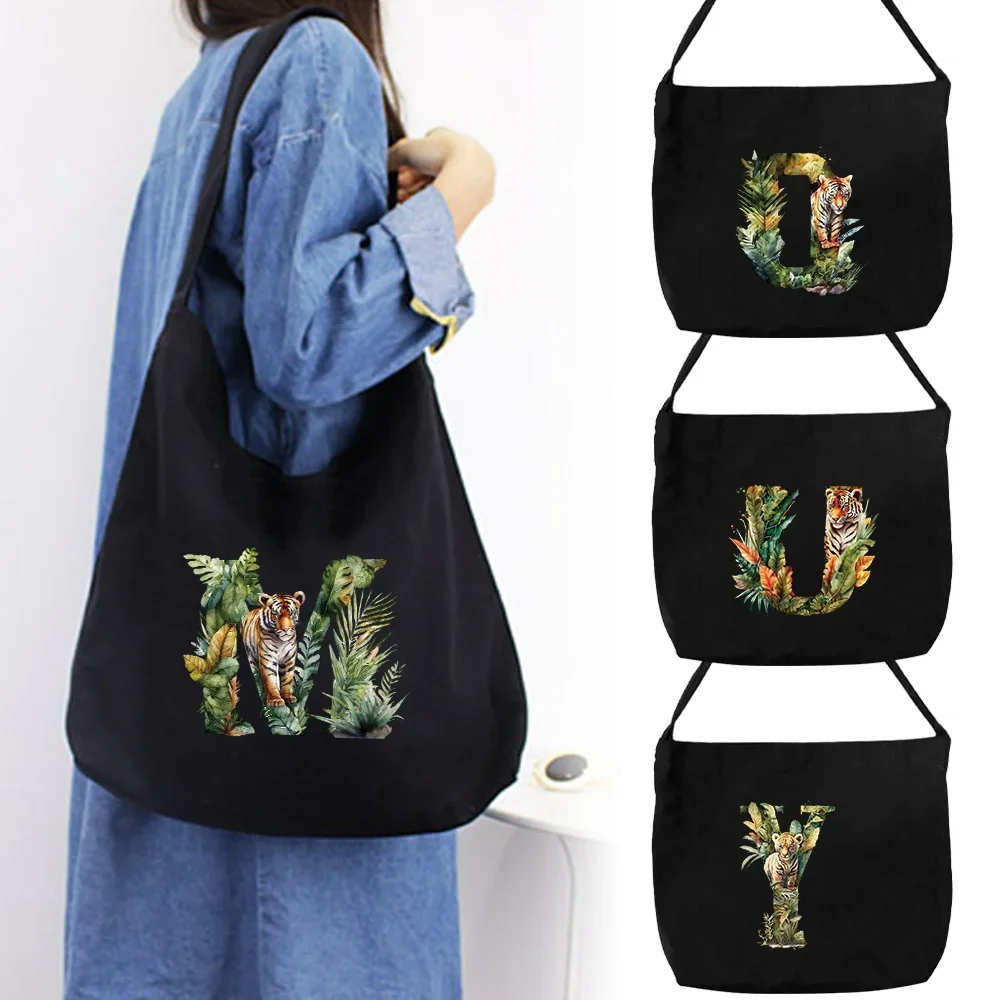 Handbag Women's Shopping Bag Commuting Shoulder Bags Printing Jungle Tiger Series Black Shopping Organizer Casual Tote Female