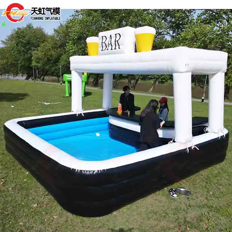 Kommerzielles, langlebiges aufblasbares Pool-Bar-Zelt für den Hinterhof, aufblasbares schwimmendes Wasserbar-Zelt mit Unterstand
