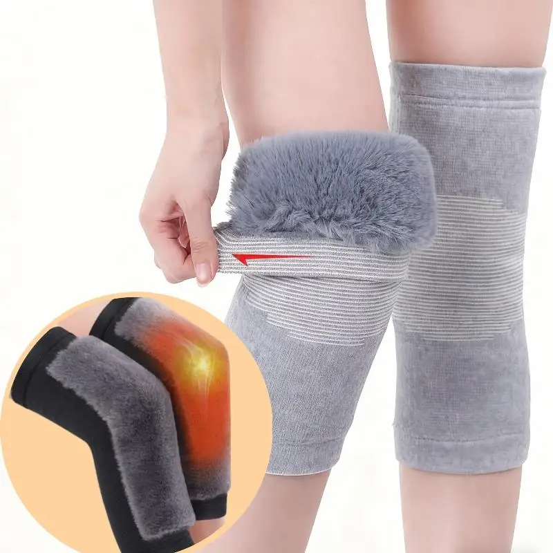 شتاء دافئ منصات الركبة أرنب الفراء حماية الركبة رشاقته الصوف الركبة الحرس الساق التهاب المفاصل الركبة دعم حماة الركبة الحرارية #1