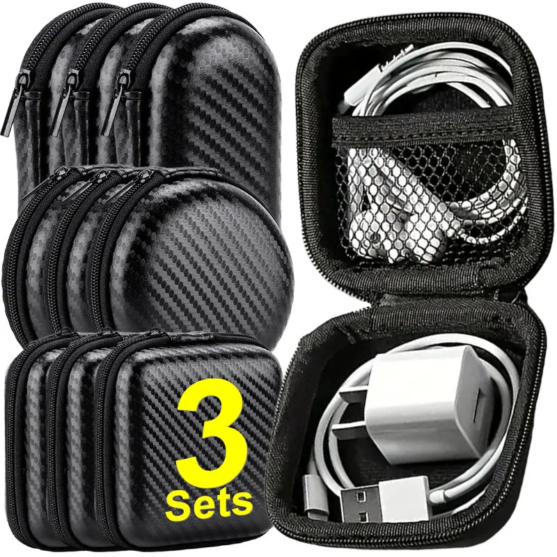1/3Pcs EVA Data Cable Storage Bag Portable Bluetooth Earbuds Storage Box Digital Product Electronic Charger Case Mini Hard Shell
