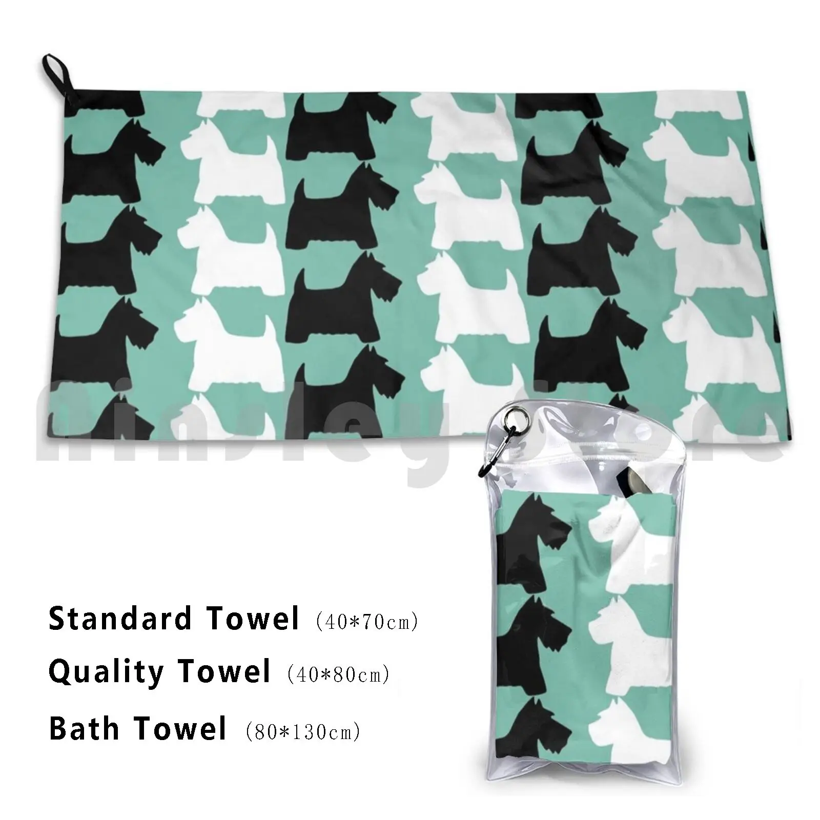 Scotties & Westies Custom Towel Bath Towel Scottie Westie Terrier Black White Dogs Cute Scottish Dog