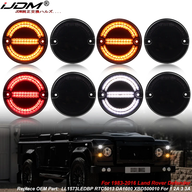 

8pc Car Diameter Amber/White/Red LED Front/Rear Turn Signal,Driving/Tail Brake Light Upgrading For 1983-2016 Land Rover Defender