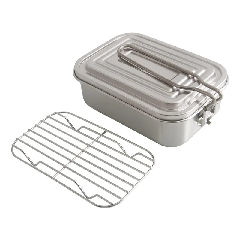 

Outdoor Camping Lunch Box Stainless Steel Picnic Utensils Storage Lunch Box Heated Portable Folding
