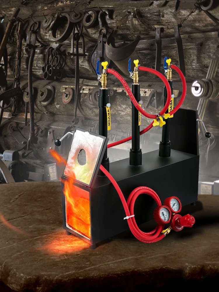 SucceBuy DE Type Gas Propaan Forge Ronde Vierkante Smid Smeltoven 1/2/3 Brander Mes & metalen Gereedschap Maken Gas Forge Kit - afbeelding 2