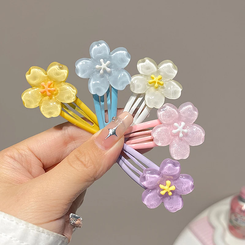 2Pcs Romantic Cherry Blossom Hairpin Sweet Girl Side Bangs Clip Hair Clip Women Daily Party Hair Accessories Gifts