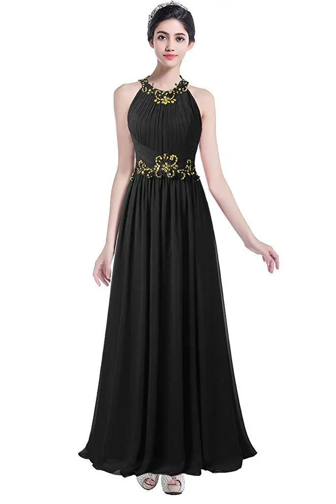 Una linea Chiffon abiti da sera da donna paillettes abiti da ballo abiti da festa con cerniera sul retro abiti de soirée occasioni formali