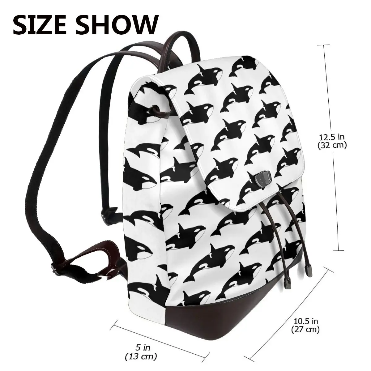 Killer Whale (Orcinus Orca) Bookbag School Student Bags Hiking Travel Daypack for Women Fashion Derma Backpack