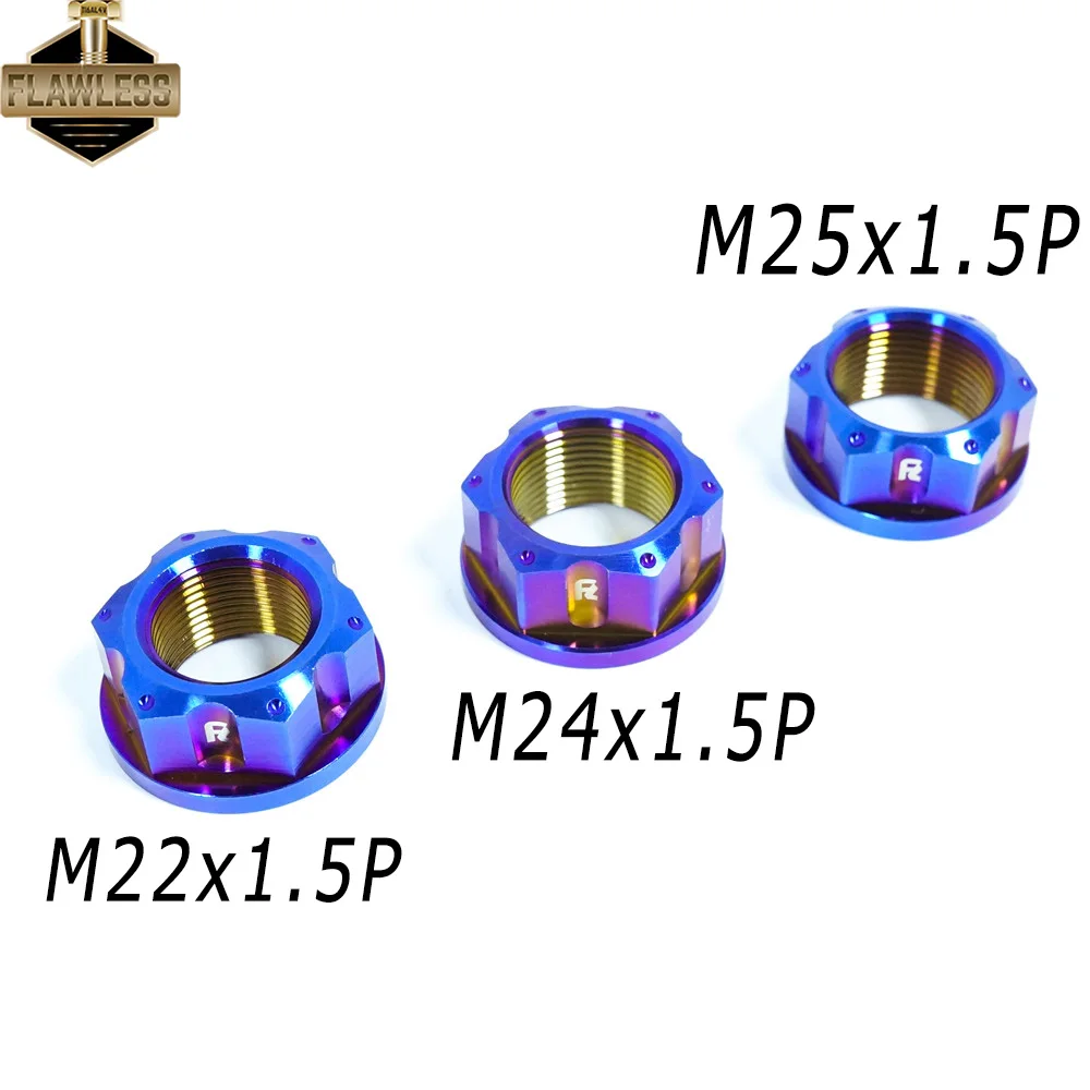 

FLAWLESSTI M22 M24 M25X1.5 Pitch Gr5 Titanium Nut Rear Axle Swingarm Nut For Yamaha Tmax 560 BMW S1000RR Kawasaki ZX6R GSX-R1000