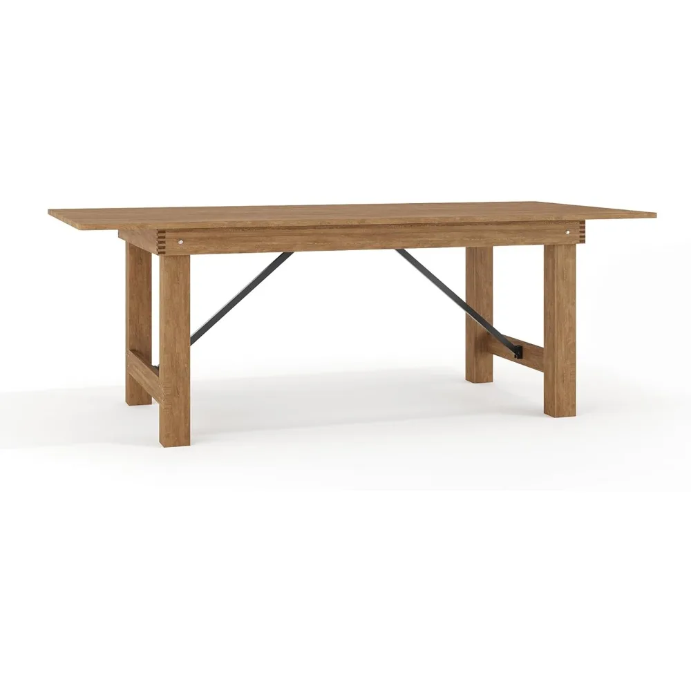 

Hercules Series 7' x 40" Rustic Solid Pine Folding Dining Table, Rectangular Antique Farmhouse Dining and Event Extension Table