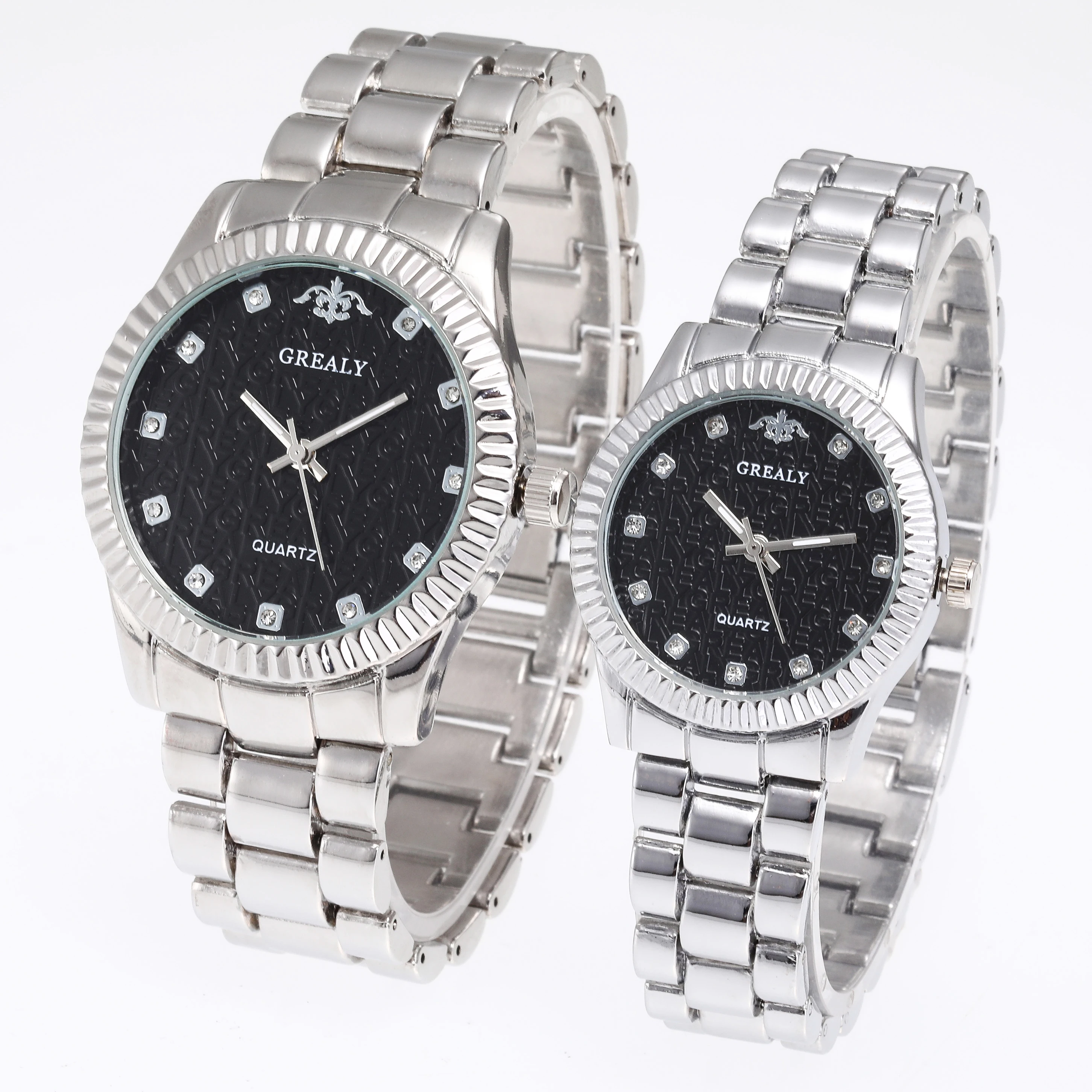 ساعة رجالية كوارتز كاجوال عصرية بسوار فولاذي، ساعات زوجية واحدة للرجال وواحد للنساء