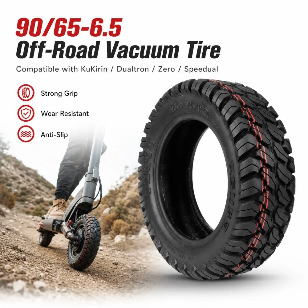 90/65-6.5 Off-road Vacuum Tire, Suitable for KuKirin/Dualtron/Zero/Speedual Electric Scooter Off-road Rubber Anti-skid Tire