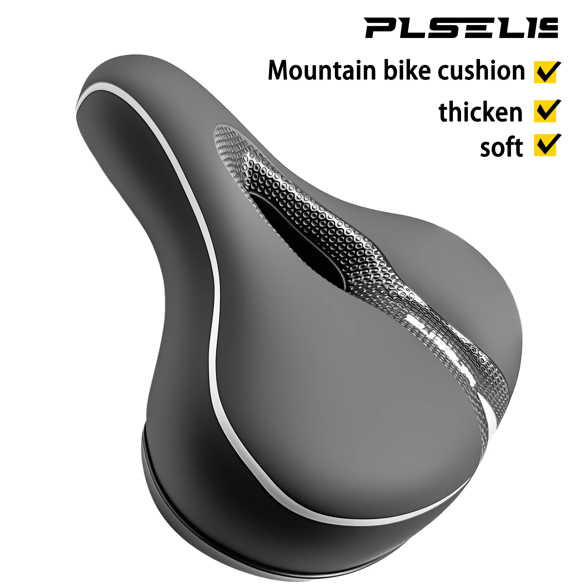 

Plselis Padded Sponge Bicycle Saddle 720g Hollow Breathable Comfortable Damping Cushion Riding Equipment Soft Weight