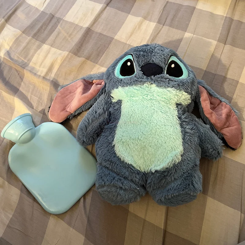 Kawaii Disney Winter Large Plush Hot Water Bottle Cartoon Anime Lilo & Stitch Women's Home Water Filling Hand Warmer Kids Gifts