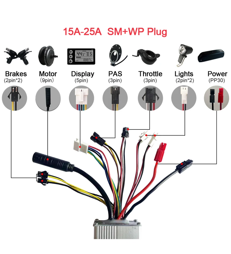 JN Ebike Controller 36V 48V 15A 17A 22A 25A 30A 35A Steuerungssystem mit 6 9 12 Mosfets für Elektroroller-Konvertierungsteile – Detail 7