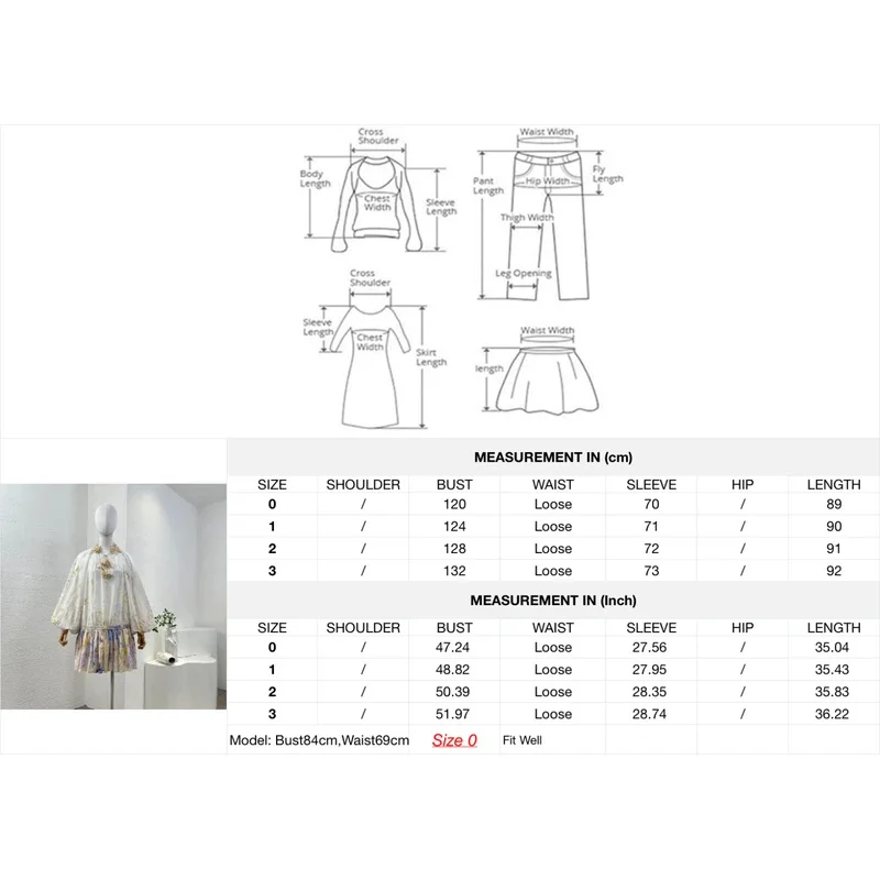 Sukienki damskie na jesień 2026, białe, z kwiatowym nadrukiem, rękawami typu lampion, długie rękawy, haftowane, mini.