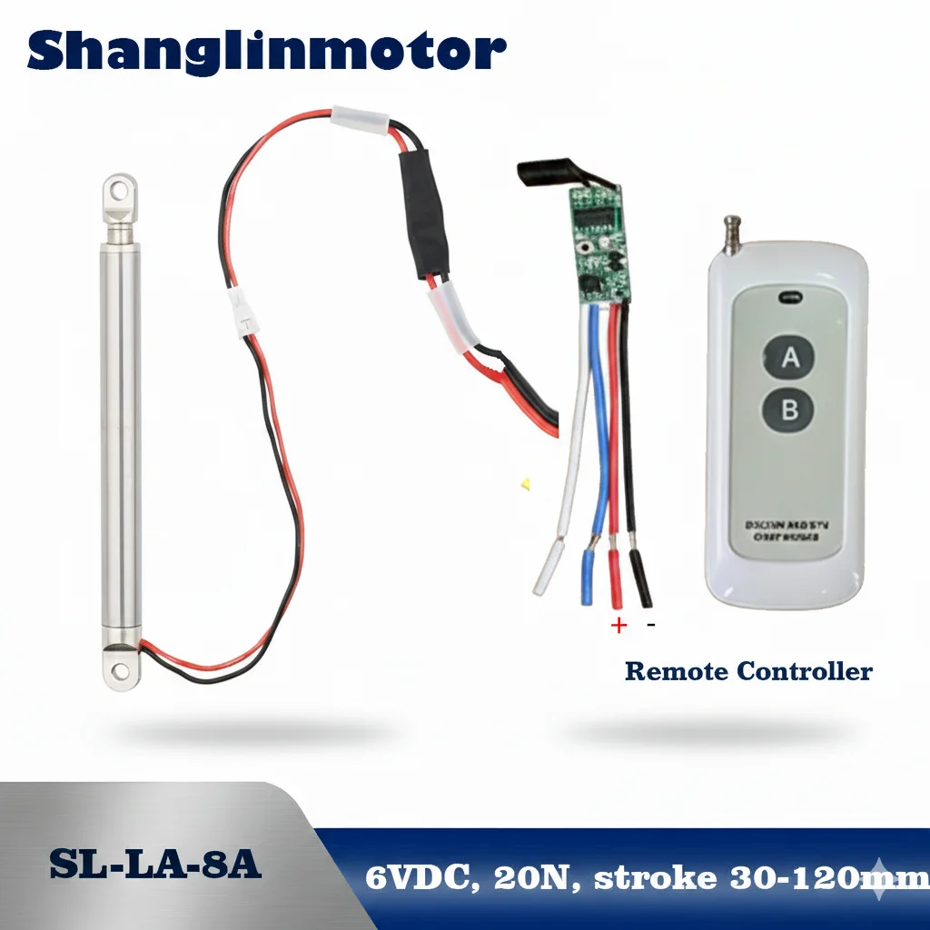 Micro 8mm Linear Actuator 5V Wireless Remote Controller Set 20N Stroke 30-120mm Mini Electric Ram with External Limit Protector