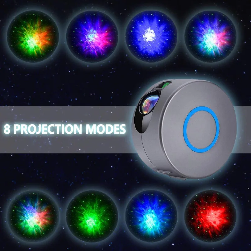 LED Rotating Starry Sky Projection Lamp Colorful 3D Nebula Lamp Dreamy Star Night Light Remote-Controlled Laser Projector