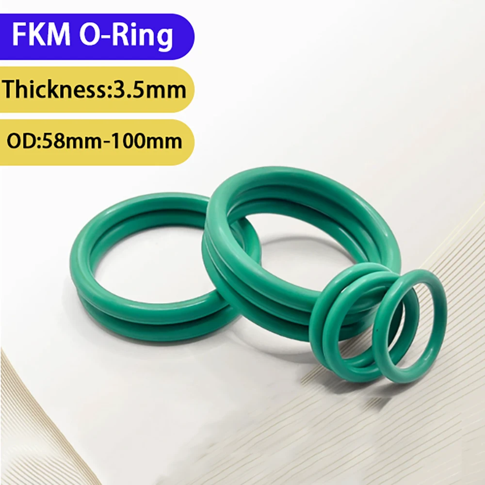 1-20개 녹색 FKM O-링 두꺼운 CS 3.5mm OD 58mm-100mm 불소 고무 내유성 가스켓 씰링 와셔 수도꼭지 배관 가스켓