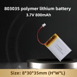 High Capacity Lithium Polymer 803035 Lipo Rechargeable Battery Chargeable 3.7v 800mAh Mobile Power Battery 803035