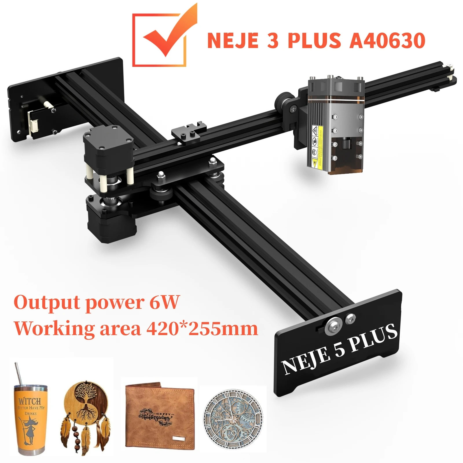 Imagem -06 - Neje Plus Máquina de Gravação a Laser 6w 10w 420*255 mm Máquina de Corte a Laser para Placa de Madeira Acrílica Máquina de Gravação em Madeira