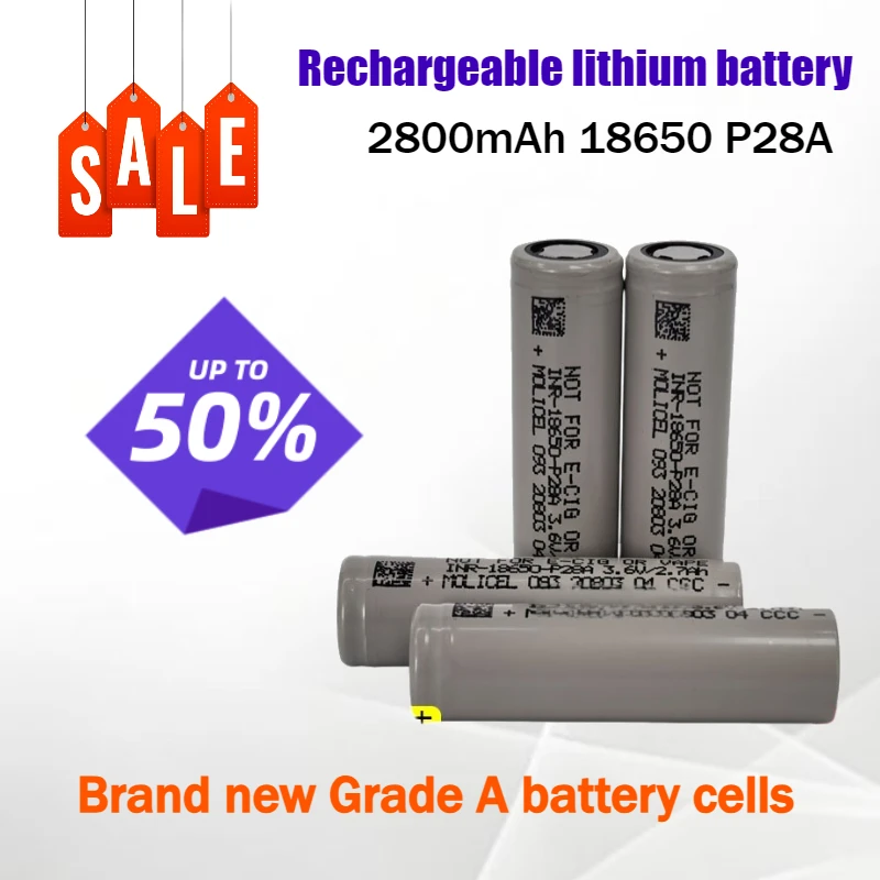 

2800mAh 18650 3.6V P28A Lithium Battery 12C Power High Discharge Rate 5A Discharge -40 To 60℃ Rechargeable Battery