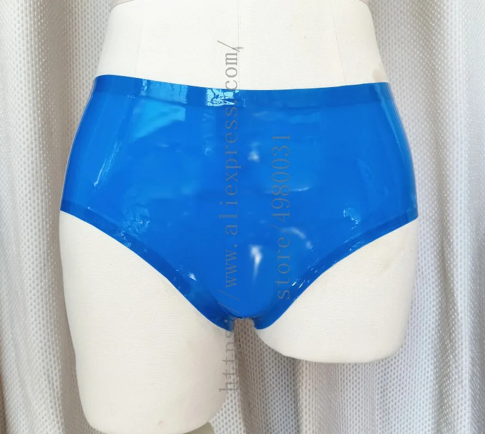 

Sexy blue gay latex underwear 100% handmade women's latex briefts what is made of natural & flexible latex materials