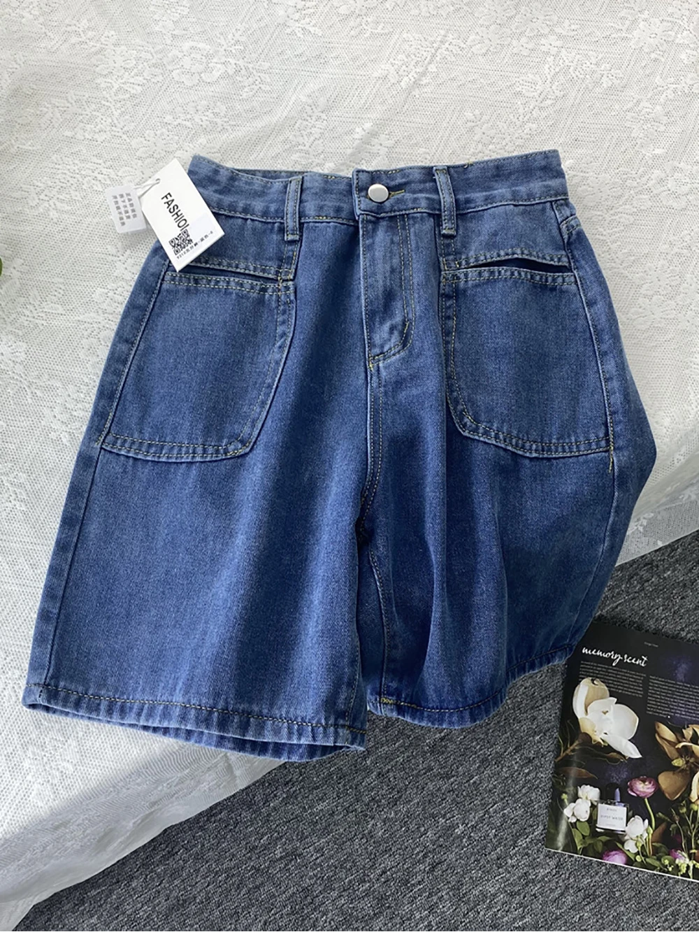 

High Waist Straight Five Part Denim Shorts for Women's 2024 Summer New Loose Casual Pants Fashion Wide Leg A-line Shorts