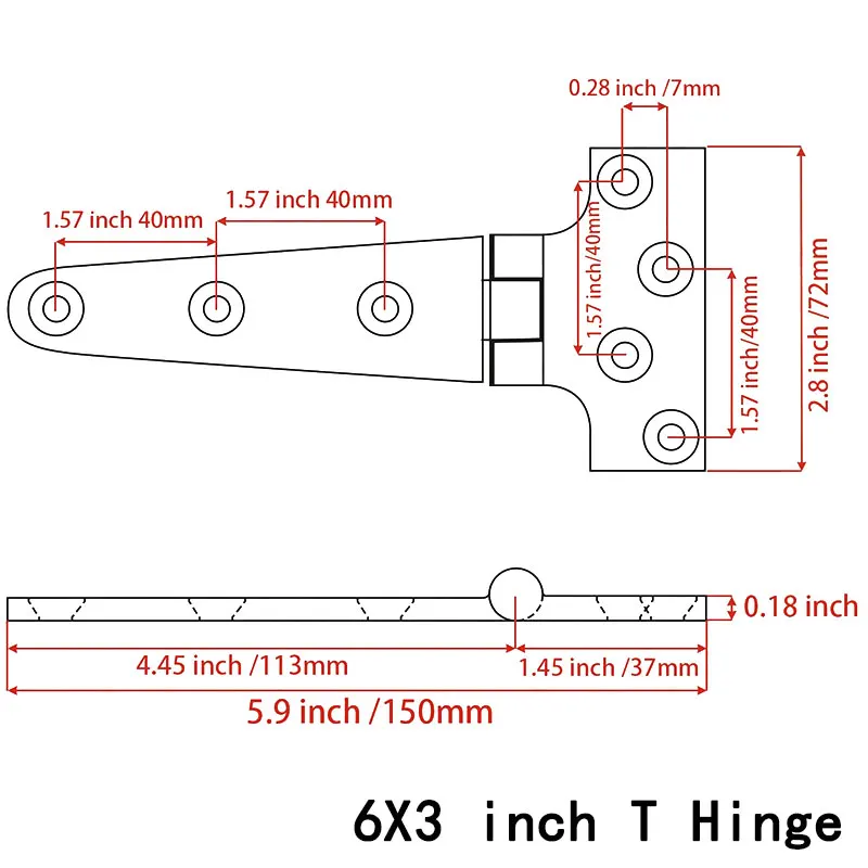 Edelstahl Universal T-Form Boot Marine praktische Ersatzteile Hardware Tür scharnier Unterputz schrank