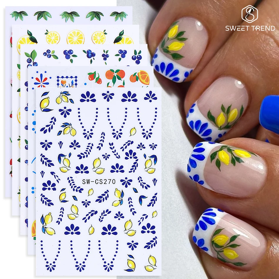 Nail Art Strawberry - 5 Buah Stiker Kuku Buah Pola