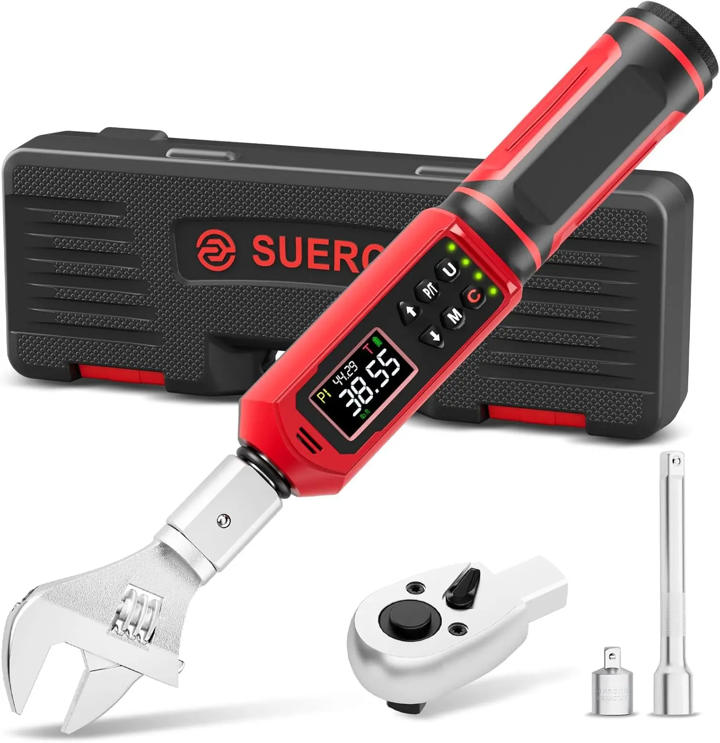 

Adjustable Digital Torque Wrench 0.66-44.29Ft.Lb/0.9-60N.m with 3/8 Drive Ratchet Head & 42mm Jaw for HVAC, Bike, Moto
