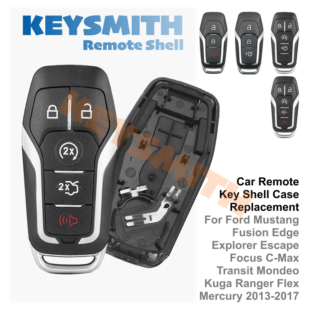 KEYSMITH Smart Proximity Remote Key Case Shell For Ford Mustang Fusion Edge Explorer Escape Mondeo 2013-2017 3 4 5 Button Fob
