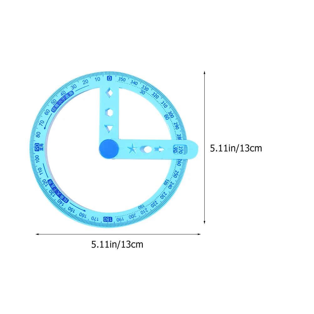 6Pcs 360 Degree Protractor Transparent Circle Measuring Tool for Students Math Learning Drafting Ruler Geometry Set Office