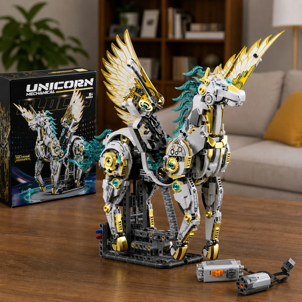 

1499pcs Motorized Mechanical Unicorn Building Blocks with Light Animal Linkage Model STEM DIY Assembly Kit Gift for Boys Girls