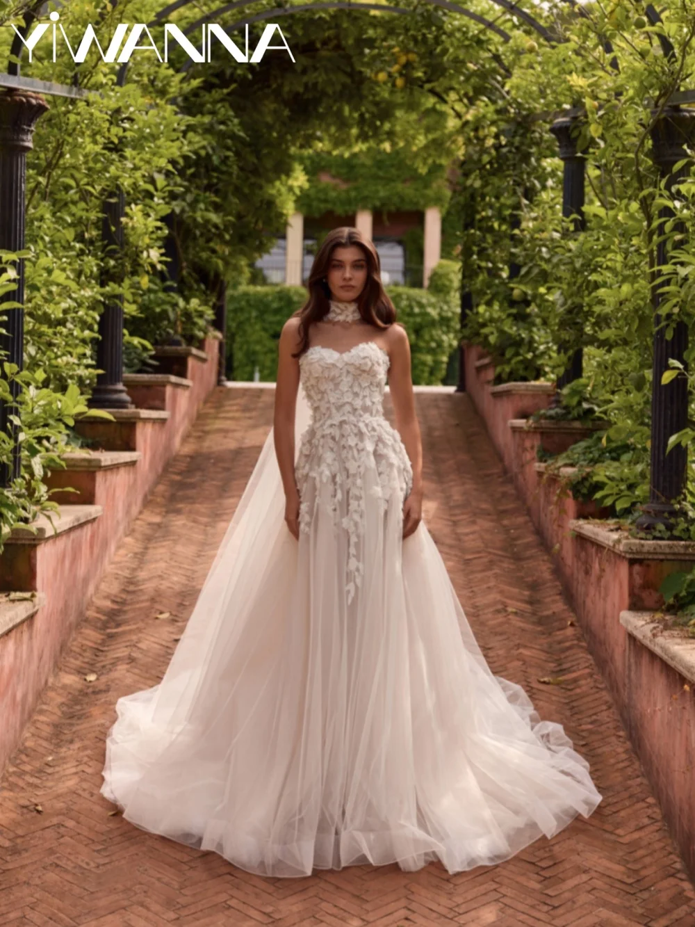 New Shinny Beaded Long Wedding Dress Delicate Lace Appliques Bridal Gown Customized Dreamy Strapless A-line Dresses For Bride