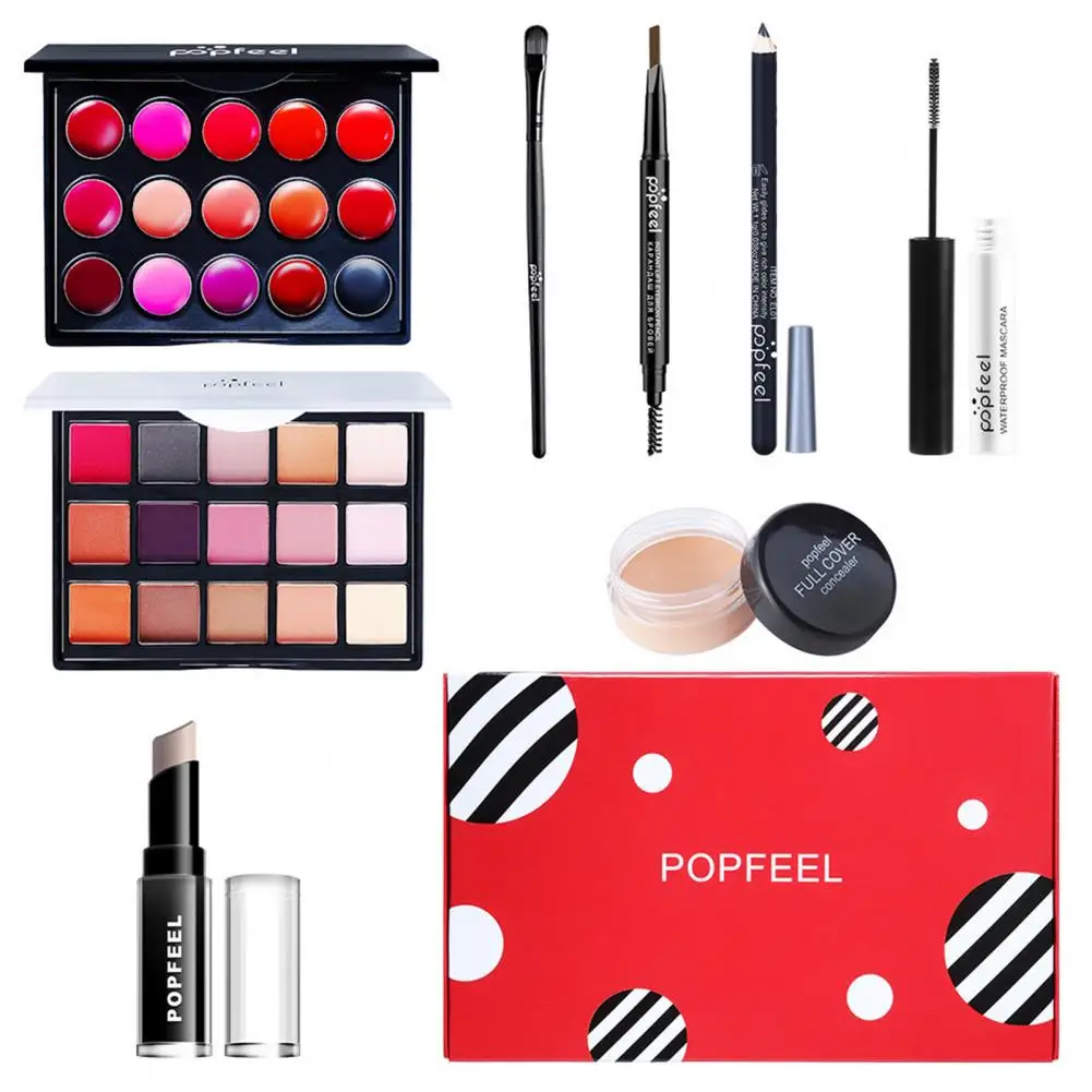 1 Satz Frauen Make-up-Tools Lidschatten-Palette Mascara Lip gloss Lippenstift Make-up Pinsel Augenbrauen Bleistift Concealer Mädchen Anfänger Beau