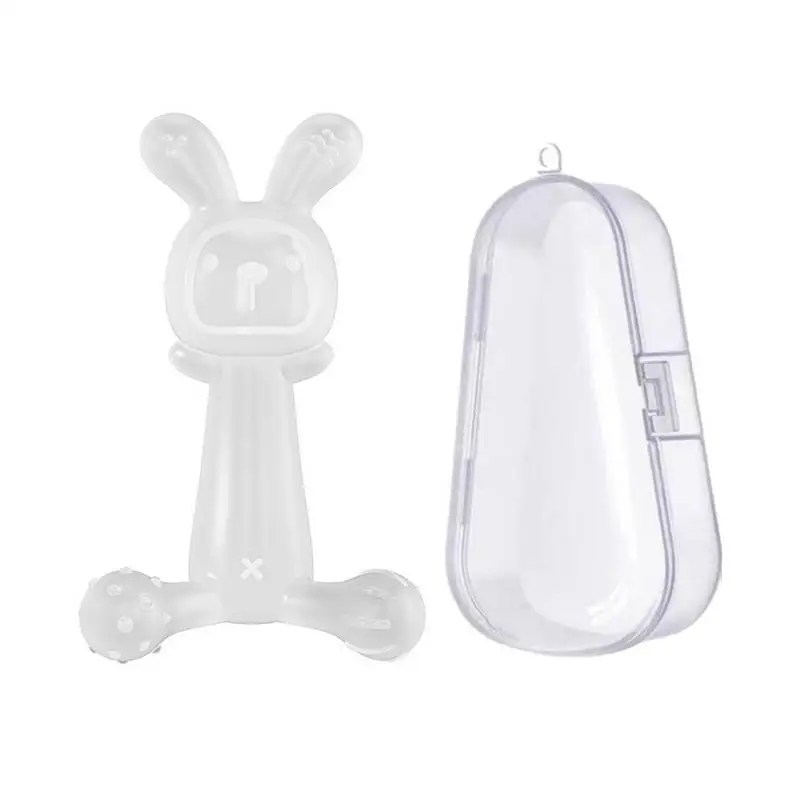 Teething Toys Rabbit Shaped Teething Toys for Babies 3 Months Soft Q-Elasticity Silicone Teether to Soothe KidsEmotions
