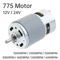 Motor 775 DC 12V 3000-15000RPM Motor de alto par grande de alta velocidad para taladro pequeño/máquina micro herramienta con rodamiento de bolas y aspas de ventilador
