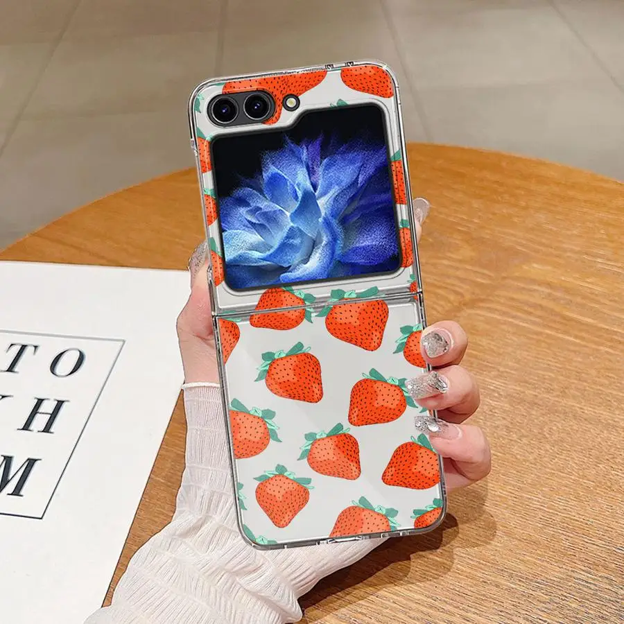 Strawberry Case for Samsung Galaxy Z Flip 8 Flip7 FE Flip5 Z Flip 7 6 5 4 3 Flip6 Flip4 Flip3 Phone Cover
