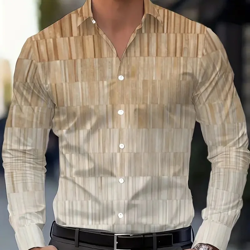 

Spring and autumn men's fashionable casual shirt, long sleeve 3D pattern, stylish and elegant, suitable for all seasons, plus si