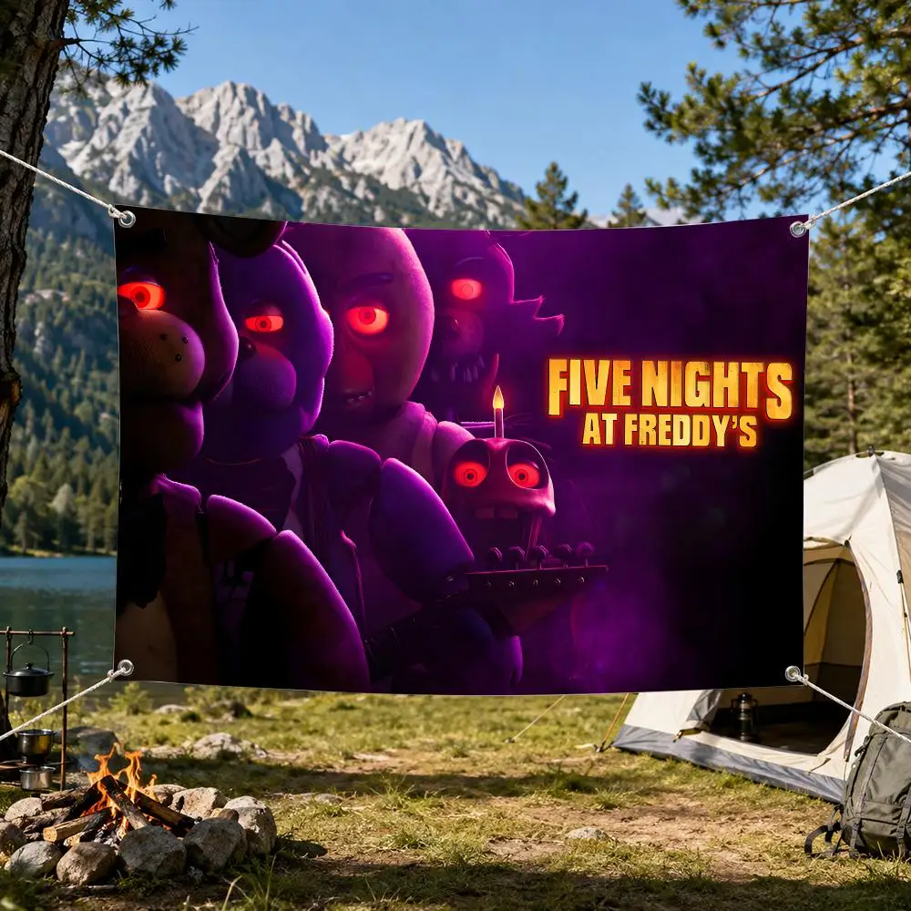 Game F-Fnaf Anime Five-nights-At-Freddys Flags Aesthetic Wall Tapestry Printed Wall Hanging Living Room Party Outdoor Decor