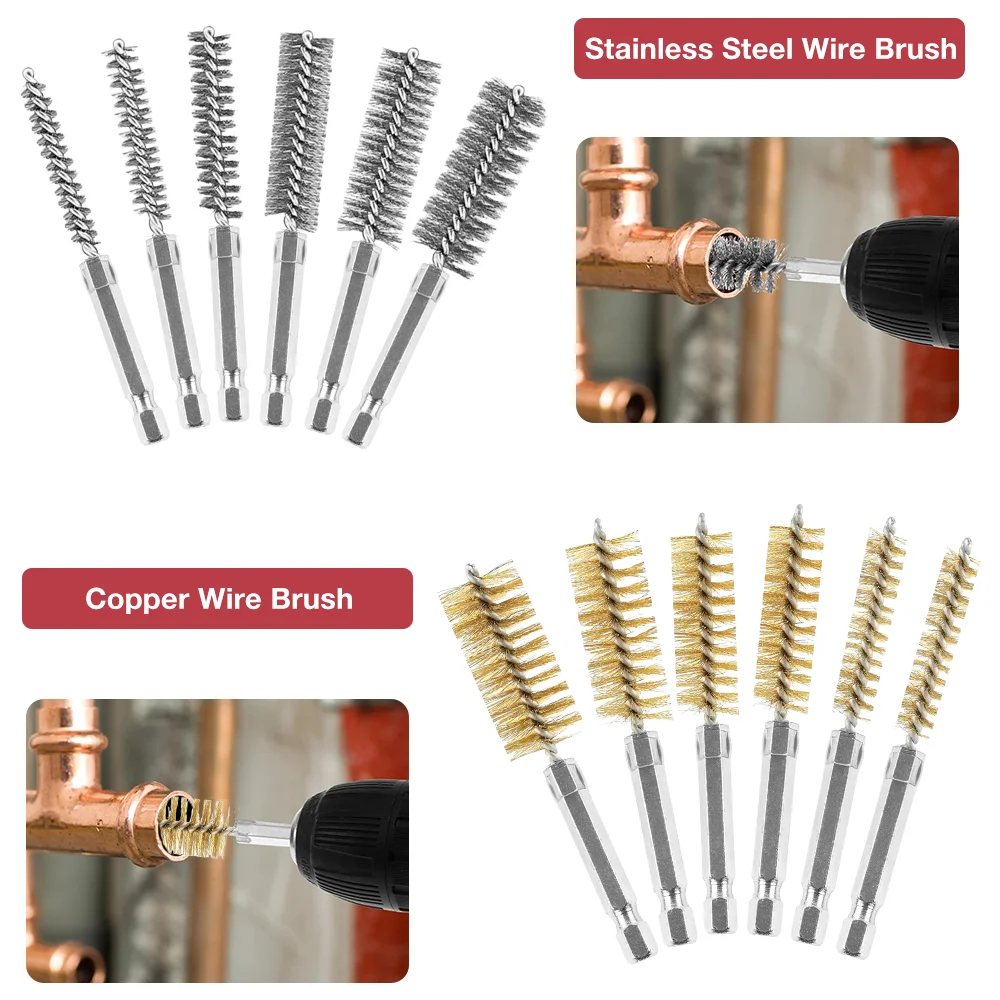 3/9 Pieces Metal Pipe/Copper Pipe Cleaning Brush, Grinding/Rust Removal Tool,Copper Pipe/Stainless Steel Drilling Cleaning Brush