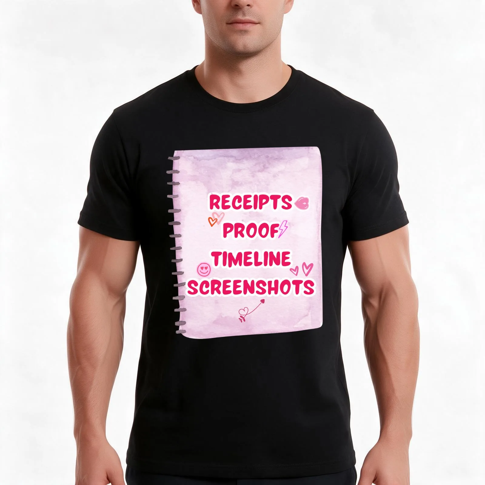 Receipts Proof Timeline Screenshots Sticker / T Shirt T-Shirt Summer Casual Cotton Tee, Unisex Men Women