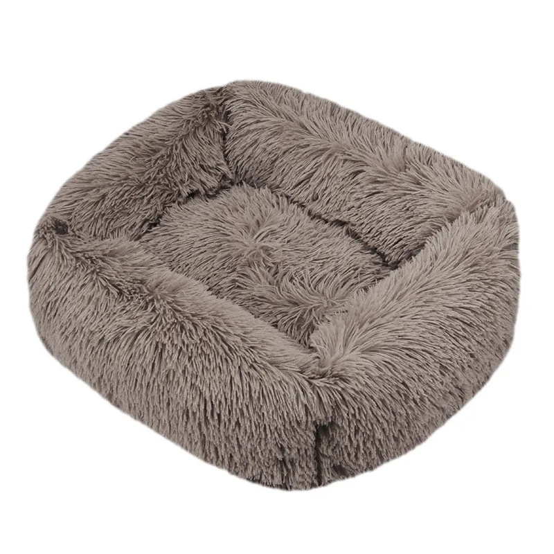 NONE Luxuriöses Hundebett, quadratische Hundebetten, lange Plüsch-Hundemattenbetten für kleine, mittelgroße und große Hunde, liefert beruhigendes Hundebett, waschbare Zwinger 7